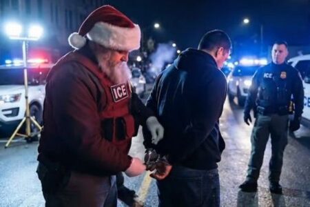 サンタになった移民関税執行局の職員…奇妙なAI動画を公開