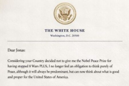 「もはや平和について考えない」トランプ氏がノルウェーの首相に不服