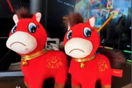 縫い間違いで泣き顔になってしまった中国旧正月の馬人形、逆にバカ売れ