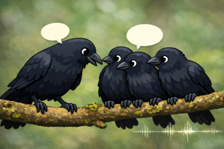 4年間、親を手伝って子育てするカラスたち｜AIが“家族の会話”を解析中