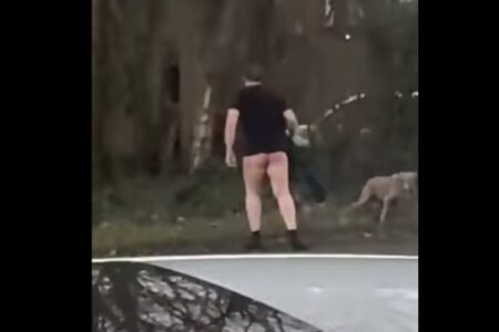 車3台が衝突した事故現場から、ズボン片手に下半身裸で逃げ去る男性が話題に