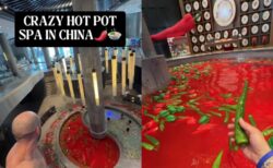 唐辛子のスープに体ごと浸かる、中国の「火鍋スパ」がユニーク