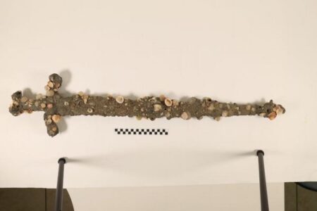 イスラエルの海底から突き出した剣、十字軍時代の武器だと判明