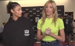 TVの美人記者、レスリングの選手にジャーマン・スープレックスをかけられる【動画】