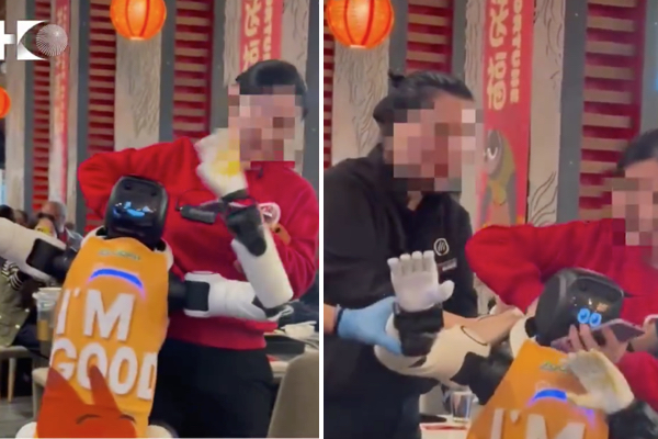 レストランのロボットウエイターが突然誤作動、皿を割り手を振り回し始める