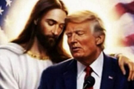 トランプ氏、懲りずにイエスに抱擁される自らの画像を投稿