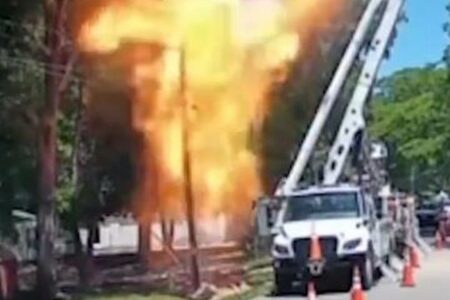 突然、電柱が大きな炎に包まれる、意外な原因とは？【動画】