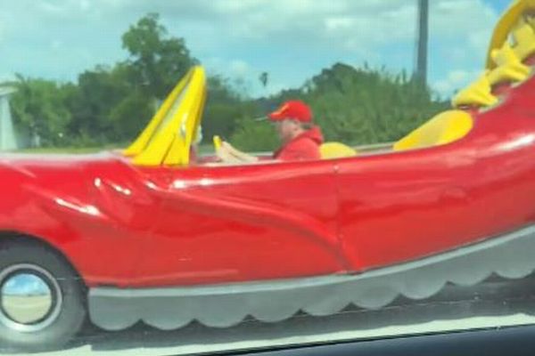 マクドナルド風の車、ハイウェイを走行する姿に目撃者も驚く【動画】