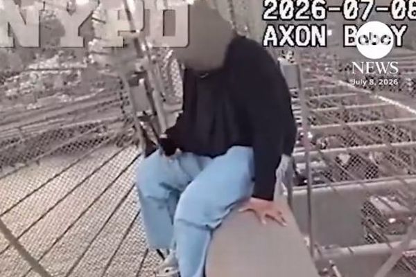 NYの警察官、橋のケーブルに座っていた女性を説得、救出する【動画】