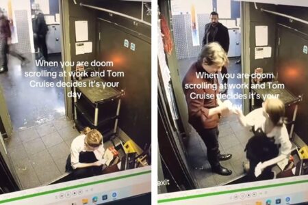 【動画】ただスマホを見ていた女性、落ち込んでいるのかとハリウッドスターに心配される
