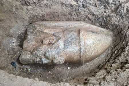 エジプトで男性が、巨大なラムセス2世の像の一部を発見